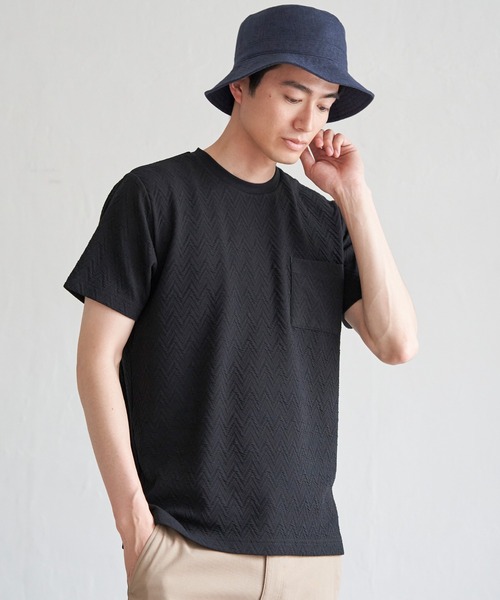 ikka(イッカ)の「ヘリンボンフクレジャカードTシャツ(Tシャツ/カットソー・メンズ・ブラック/ライム/ホワイト/グレー・M/L/XL/S)」の16枚目の写真