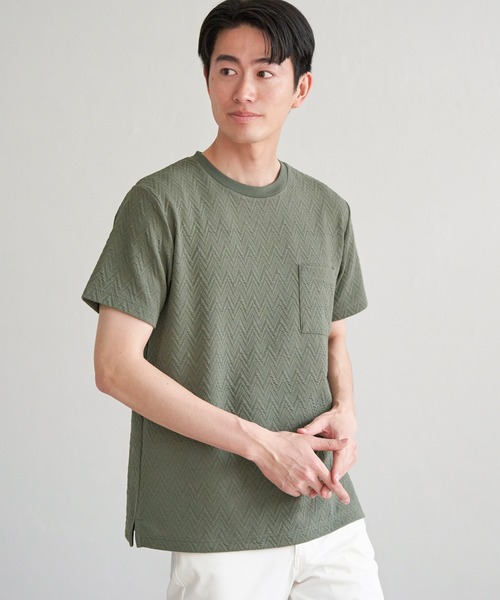 ikka(イッカ)の「ヘリンボンフクレジャカードTシャツ(Tシャツ/カットソー・メンズ・ブラック/ライム/ホワイト/グレー・M/L/XL/S)」の19枚目の写真