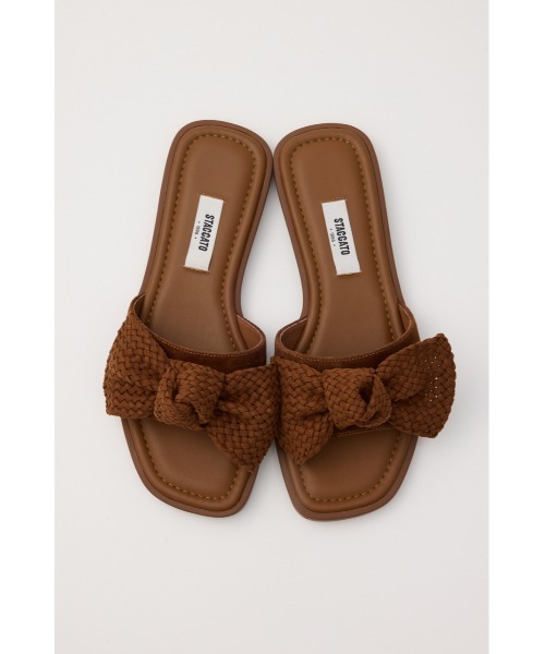 STACCATO（スタッカート）の「BIGリボンイントレチャートフラット（サンダル・レディース・ダークブラウン/ホワイト・22.5cm/23cm/23.5cm/24cm/24.5cm）」の2枚目の写真