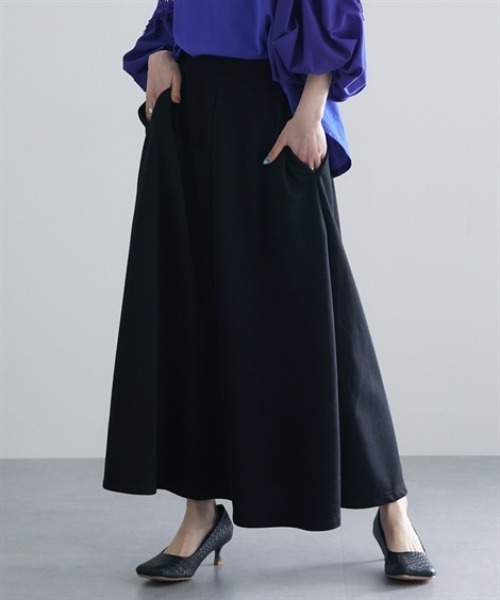 Soiunique（スワユニーク）の「柔らか裏毛スカート［Soiunique］（スカート・レディース・ブラック/杢グレー・M/L）」の2枚目の写真