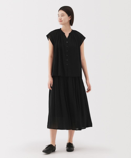 無印良品(ムジルシリョウヒン)の「婦人 強撚ボイル フレンチスリーブブラウス(シャツ/ブラウス・レディース・ブラック/オフホワイト/ライトグレー/ブラック系・XL/L/M/S)」の12枚目の写真
