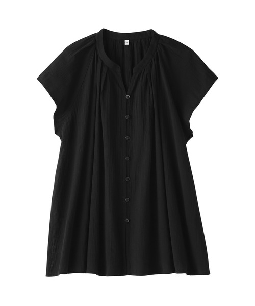 無印良品(ムジルシリョウヒン)の「婦人 強撚ボイル フレンチスリーブブラウス(シャツ/ブラウス・レディース・ブラック/オフホワイト/ライトグレー/ブラック系・XL/L/M/S)」の16枚目の写真