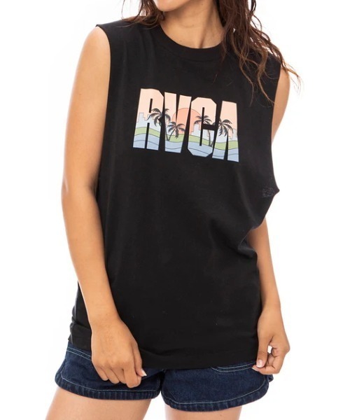 RVCA（ルーカ）の「【RVCA/ルーカ】23SS GULF COAST CUTOFF TANKTO/ノースリーブロゴマッスルタンクトップ（タンクトップ・レディース・クリーム/ラベンダー/ブラック・SMALL/MEDIUM/LARGE）」の2枚目の写真