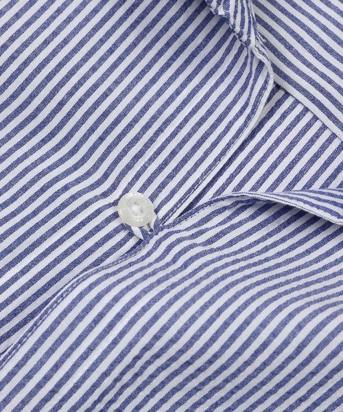 The DUFFER of ST.GEORGE(ザダファーオブセントジョージ)の「SEERSUCKER STRIPE 3Q SKIPPER SHIRT:シアサッカーストライプ 7分袖 スキッパーシャツ(シャツ/ブラウス・メンズ・ブルー/ブラック・SMALL/MEDIUM/LARGE/X-LARGE)」の14枚目の写真