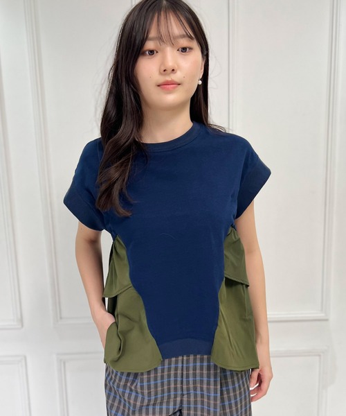 AVIE（アビィ）の「【mien別注】ペプラムフリルTee（Tシャツ/カットソー・レディース・オフホワイト/ネイビー・38）」の4枚目の写真