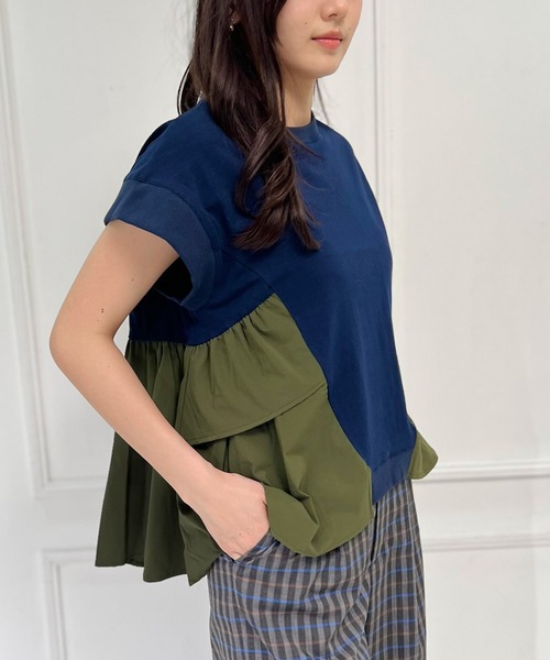 AVIE（アビィ）の「【mien別注】ペプラムフリルTee（Tシャツ/カットソー・レディース・オフホワイト/ネイビー・38）」の6枚目の写真