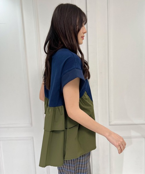 AVIE（アビィ）の「【mien別注】ペプラムフリルTee（Tシャツ/カットソー・レディース・オフホワイト/ネイビー・38）」の7枚目の写真