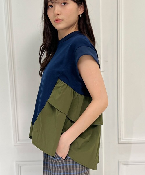 AVIE（アビィ）の「【mien別注】ペプラムフリルTee（Tシャツ/カットソー・レディース・オフホワイト/ネイビー・38）」の8枚目の写真