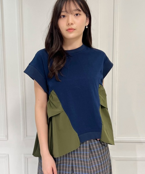 AVIE（アビィ）の「【mien別注】ペプラムフリルTee（Tシャツ/カットソー・レディース・オフホワイト/ネイビー・38）」の3枚目の写真