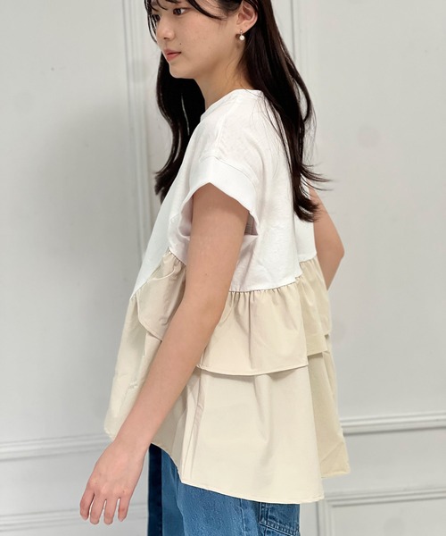 AVIE（アビィ）の「【mien別注】ペプラムフリルTee（Tシャツ/カットソー・レディース・オフホワイト/ネイビー・38）」の17枚目の写真