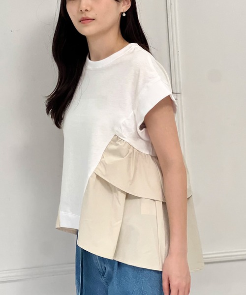 AVIE（アビィ）の「【mien別注】ペプラムフリルTee（Tシャツ/カットソー・レディース・オフホワイト/ネイビー・38）」の18枚目の写真