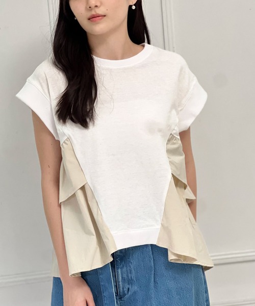 AVIE（アビィ）の「【mien別注】ペプラムフリルTee（Tシャツ/カットソー・レディース・オフホワイト/ネイビー・38）」の11枚目の写真