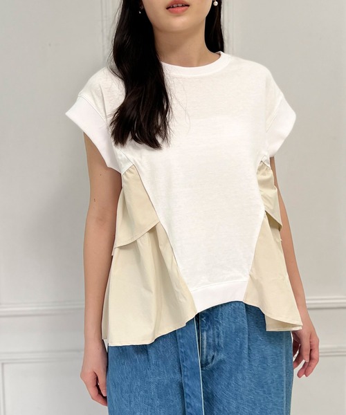 AVIE（アビィ）の「【mien別注】ペプラムフリルTee（Tシャツ/カットソー・レディース・オフホワイト/ネイビー・38）」の12枚目の写真