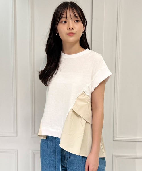 AVIE（アビィ）の「【mien別注】ペプラムフリルTee（Tシャツ/カットソー・レディース・オフホワイト/ネイビー・38）」の15枚目の写真