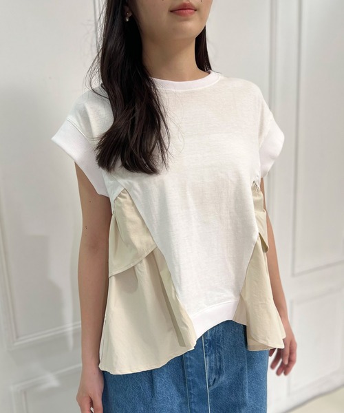 AVIE（アビィ）の「【mien別注】ペプラムフリルTee（Tシャツ/カットソー・レディース・オフホワイト/ネイビー・38）」の10枚目の写真