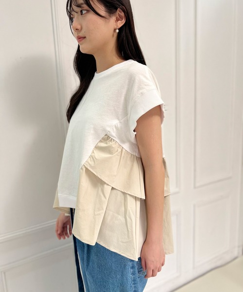 AVIE（アビィ）の「【mien別注】ペプラムフリルTee（Tシャツ/カットソー・レディース・オフホワイト/ネイビー・38）」の16枚目の写真