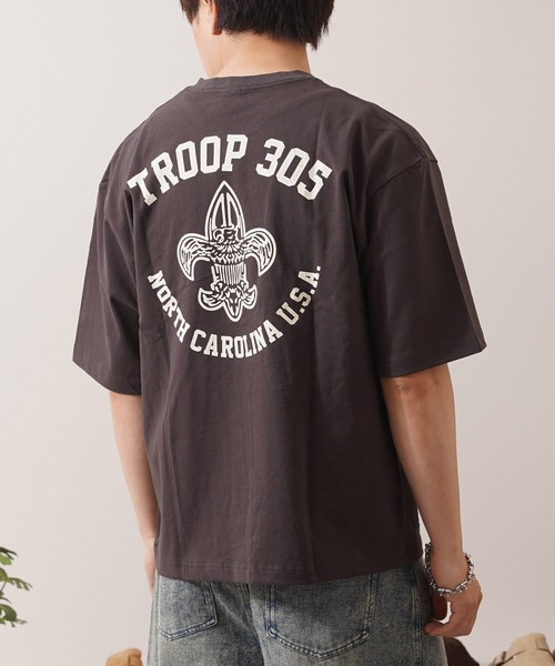 1111clothing(ワンフォークロージング)の「クラックPT ガゼット Tシャツ / Crack Print Gazet T-Shirt(Tシャツ/カットソー・メンズ・ネイビー/サックスブルー/ホワイト系2/ホワイト系1/ブラック系1/ブラック系2・L/M)」の4枚目の写真