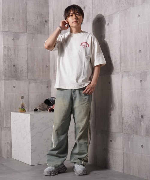 1111clothing(ワンフォークロージング)の「クラックPT ガゼット Tシャツ / Crack Print Gazet T-Shirt(Tシャツ/カットソー・メンズ・ネイビー/サックスブルー/ホワイト系2/ホワイト系1/ブラック系1/ブラック系2・L/M)」の21枚目の写真