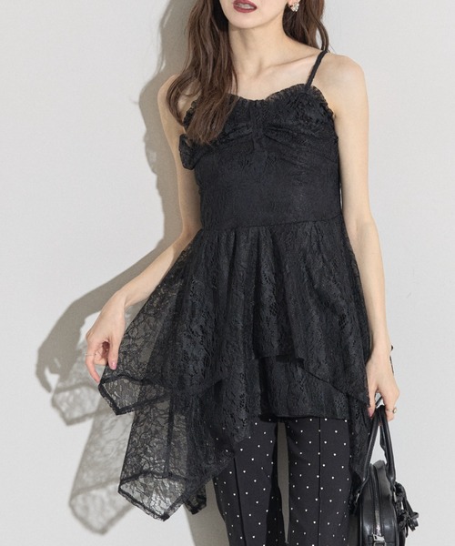 tocco closet（トッコ　クローゼット）の「【ZOZO限定】レースイレヘムキャミワンピース（ワンピース・レディース・アイボリー/ブラック・M）」の2枚目の写真