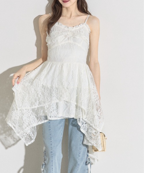 tocco closet（トッコ　クローゼット）の「【ZOZO限定】レースイレヘムキャミワンピース（ワンピース・レディース・アイボリー/ブラック・M）」の3枚目の写真