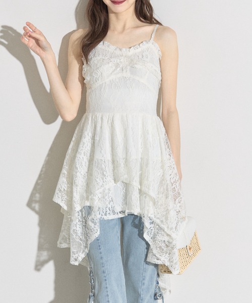 tocco closet（トッコ　クローゼット）の「【ZOZO限定】レースイレヘムキャミワンピース（ワンピース・レディース・アイボリー/ブラック・M）」の4枚目の写真