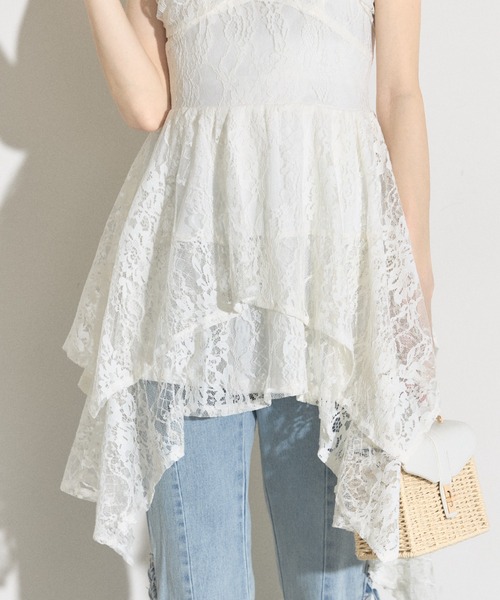 tocco closet（トッコ　クローゼット）の「【ZOZO限定】レースイレヘムキャミワンピース（ワンピース・レディース・アイボリー/ブラック・M）」の8枚目の写真