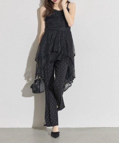 tocco closet（トッコ　クローゼット）の「【ZOZO限定】レースイレヘムキャミワンピース（ワンピース・レディース・アイボリー/ブラック・M）」の9枚目の写真