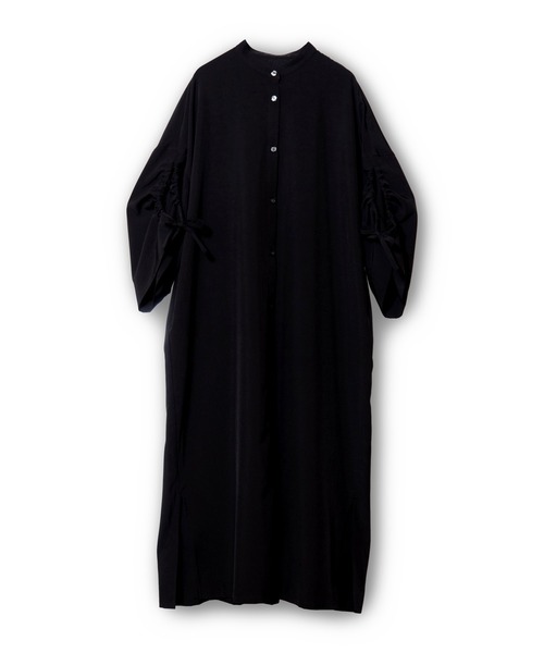 OSMOSIS（オズモーシス）の「スリットギャザースリーブワンピース（ワンピース・レディース・ブルー系その他/ブラック/ブラック系その他・ONE SIZE）」の4枚目の写真