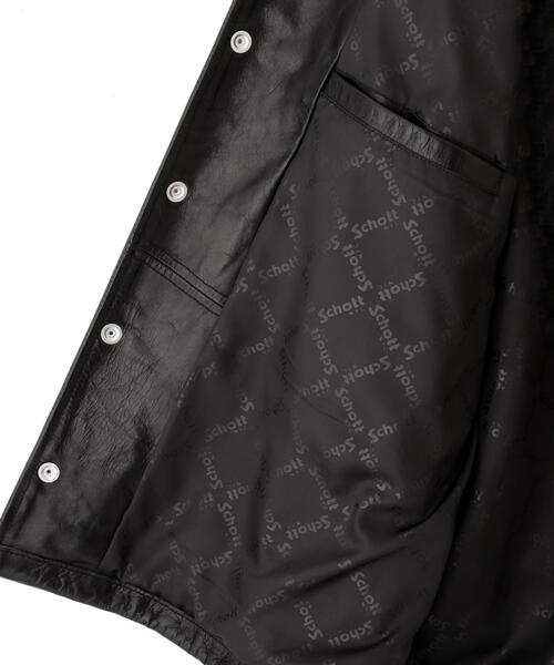 schott（ショット）の「Schott/ショット/LEATHER COACH JACKET/レザー コーチジャケット（ライダースジャケット・メンズ・ブラック・M/L/XL/2XL）」の20枚目の写真
