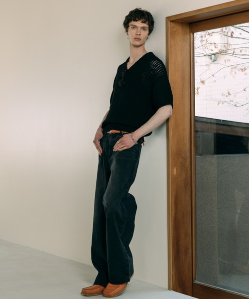 LURAKU（ルラク）の「【LURAKU】mesh knit polo shirt - メッシュニットポロシャツ（ポロシャツ・メンズ・グレー/ブラック・M/L）」の6枚目の写真