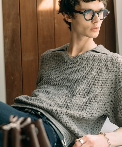 LURAKU（ルラク）の「【LURAKU】mesh knit polo shirt