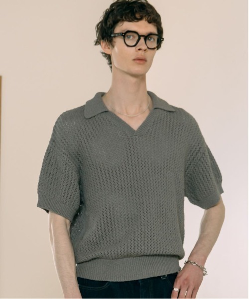 LURAKU（ルラク）の「【LURAKU】mesh knit polo shirt