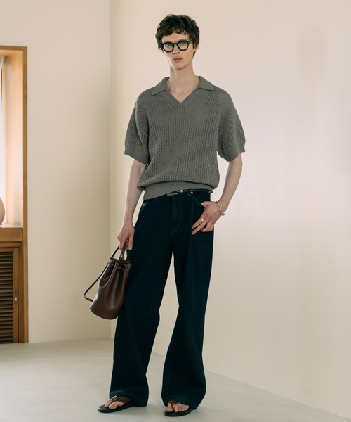 LURAKU（ルラク）の「【LURAKU】mesh knit polo shirt - メッシュニットポロシャツ（ポロシャツ・メンズ・グレー/ブラック・M/L）」の14枚目の写真