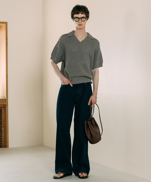 LURAKU（ルラク）の「【LURAKU】mesh knit polo shirt - メッシュニットポロシャツ（ポロシャツ・メンズ・グレー/ブラック・M/L）」の15枚目の写真