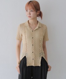 CLEIO | 【CLEIO】レースカットソー開襟シャツ(Tシャツ/カットソー)