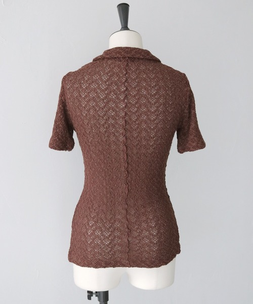 CLEIO（クレイオ）の「【CLEIO】レースカットソー開襟シャツ LACE CUT-AND-SEW OPEN-COLLAR SHIRT/980-13614（Tシャツ/カットソー・レディース・イエロー/ブラウン・FREE）」の22枚目の写真