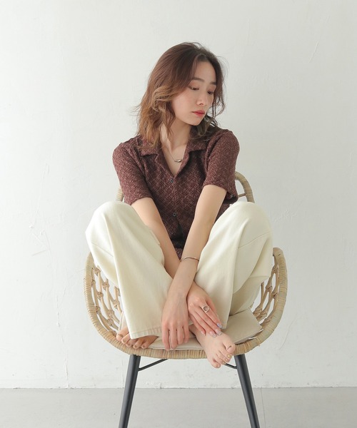 CLEIO（クレイオ）の「【CLEIO】レースカットソー開襟シャツ LACE CUT-AND-SEW OPEN-COLLAR SHIRT/980-13614（Tシャツ/カットソー・レディース・イエロー/ブラウン・FREE）」の19枚目の写真