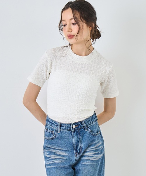 ANAP(アナップ)の「ポコポコ クロップド Tシャツ(Tシャツ/カットソー・レディース・ブラック/グリーン/ホワイト・FREE)」の2枚目の写真