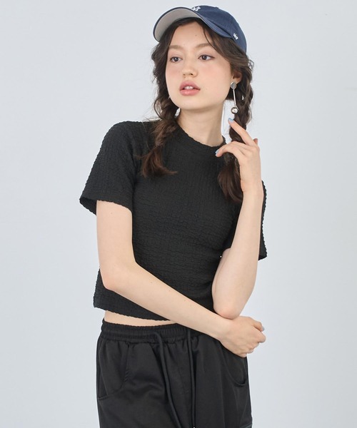 ANAP(アナップ)の「ポコポコ クロップド Tシャツ(Tシャツ/カットソー・レディース・ブラック/グリーン/ホワイト・FREE)」の3枚目の写真