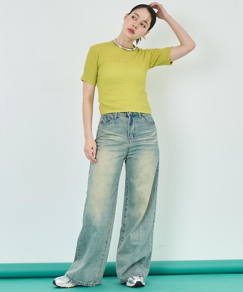 ANAP(アナップ)の「ポコポコ クロップド Tシャツ(Tシャツ/カットソー・レディース・ブラック/グリーン/ホワイト・FREE)」の16枚目の写真