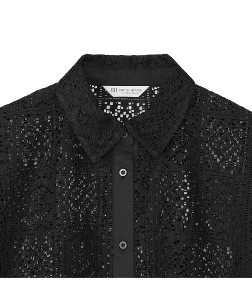 TOKYO SHIRTS(トウキョウシャツ)の「クロシェ風 レースシャツブラウス 五分袖(シャツ/ブラウス・レディース・ブラック/ブラウン/オレンジ・M/L)」の6枚目の写真