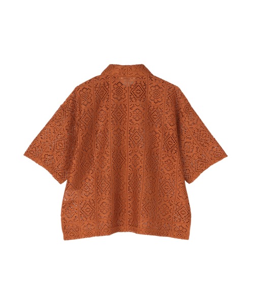 TOKYO SHIRTS(トウキョウシャツ)の「クロシェ風 レースシャツブラウス 五分袖(シャツ/ブラウス・レディース・ブラック/ブラウン/オレンジ・M/L)」の15枚目の写真