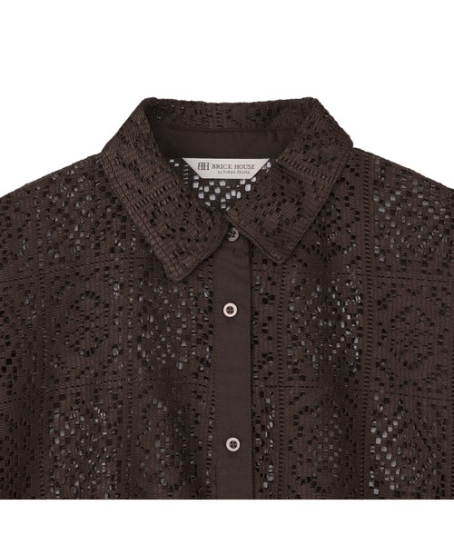 TOKYO SHIRTS(トウキョウシャツ)の「クロシェ風 レースシャツブラウス 五分袖(シャツ/ブラウス・レディース・ブラック/ブラウン/オレンジ・M/L)」の11枚目の写真