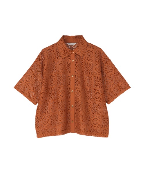 TOKYO SHIRTS(トウキョウシャツ)の「クロシェ風 レースシャツブラウス 五分袖(シャツ/ブラウス・レディース・ブラック/ブラウン/オレンジ・M/L)」の14枚目の写真