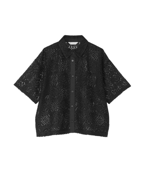 TOKYO SHIRTS(トウキョウシャツ)の「クロシェ風 レースシャツブラウス 五分袖(シャツ/ブラウス・レディース・ブラック/ブラウン/オレンジ・M/L)」の4枚目の写真