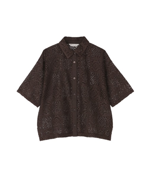 TOKYO SHIRTS(トウキョウシャツ)の「クロシェ風 レースシャツブラウス 五分袖(シャツ/ブラウス・レディース・ブラック/ブラウン/オレンジ・M/L)」の9枚目の写真