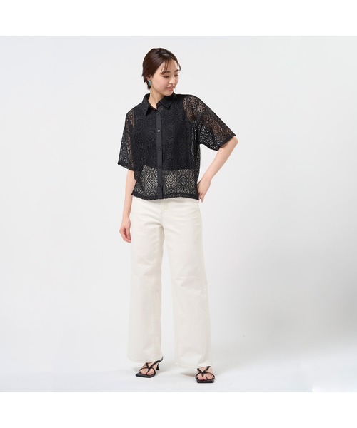 TOKYO SHIRTS(トウキョウシャツ)の「クロシェ風 レースシャツブラウス 五分袖(シャツ/ブラウス・レディース・ブラック/ブラウン/オレンジ・M/L)」の22枚目の写真