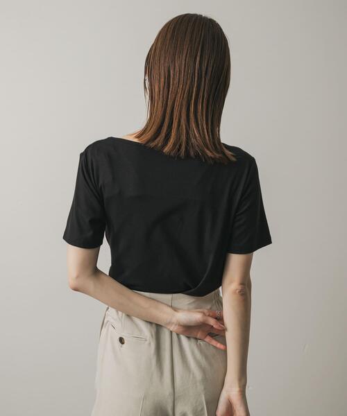 SENSE OF PLACE by URBAN RESEARCH（センスオブプレイスバイアーバンリサーチ）の「アシメドレープトップ(半袖)（Tシャツ/カットソー・レディース・キャメル/ベージュ/ブラック/ライトブルー・ONE）」の6枚目の写真