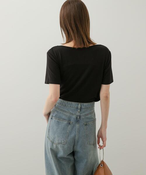 SENSE OF PLACE by URBAN RESEARCH（センスオブプレイスバイアーバンリサーチ）の「アシメドレープトップ(半袖)（Tシャツ/カットソー・レディース・キャメル/ベージュ/ブラック/ライトブルー・ONE）」の10枚目の写真