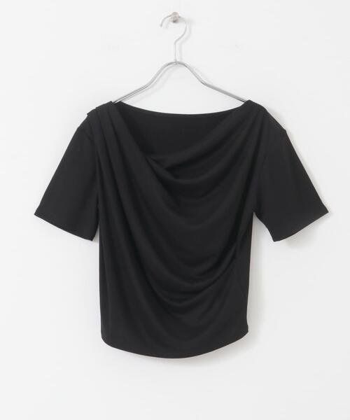 SENSE OF PLACE by URBAN RESEARCH（センスオブプレイスバイアーバンリサーチ）の「アシメドレープトップ(半袖)（Tシャツ/カットソー・レディース・キャメル/ベージュ/ブラック/ライトブルー・ONE）」の12枚目の写真